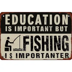 Fishing Decor Fishing Signs Lake Vintage Metal Tin Signs Decor Front Wall Decor For Bars Homes Garages Men'S Caves Tin Signs Warn Beer Metal Bar Vintage Funny Home Gift For Women Men