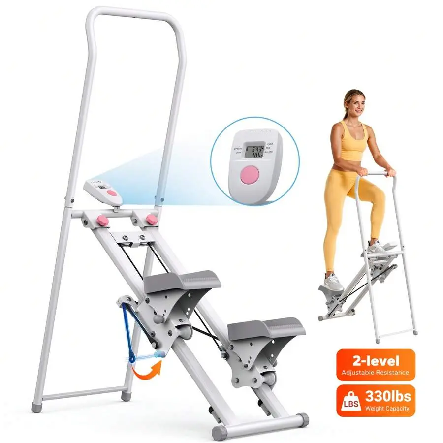 Vertical Climber Machine for Home Gym, High-Capacity Step Climber with LCD Monitor, Sturdy Collapsible Frame, Unisex Knee Safe Cardio & Toning Workout Equipment, Compact, Full-Body
