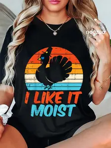 100% Cotton I Like It Moist Turkey Funny Thanksgiving Men Women Adult T-Shirt