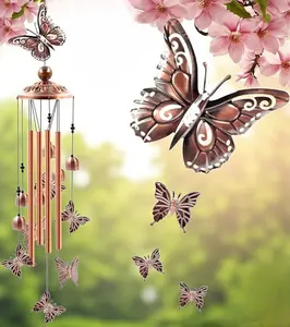 Outdoor Butterflies Wind Chimes-Memorial Windchime,Wind Catcher,Butterfly Windbell Hanging Ornament Decor,for Home porch Garden Decoration, wed gift