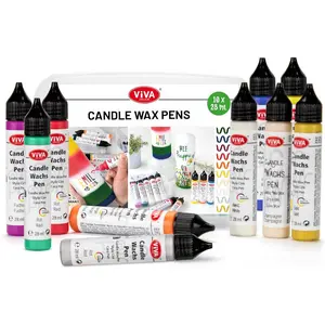 Candle Wax Pen Set - Festive Seasons - 10 Colors 0.95 fl. oz Each in Storage Box | DIY Candle Decorating Kit | Wax Pens for Baptism & Holiday Candles | Candle Paint Pens | Gift & Craft Set