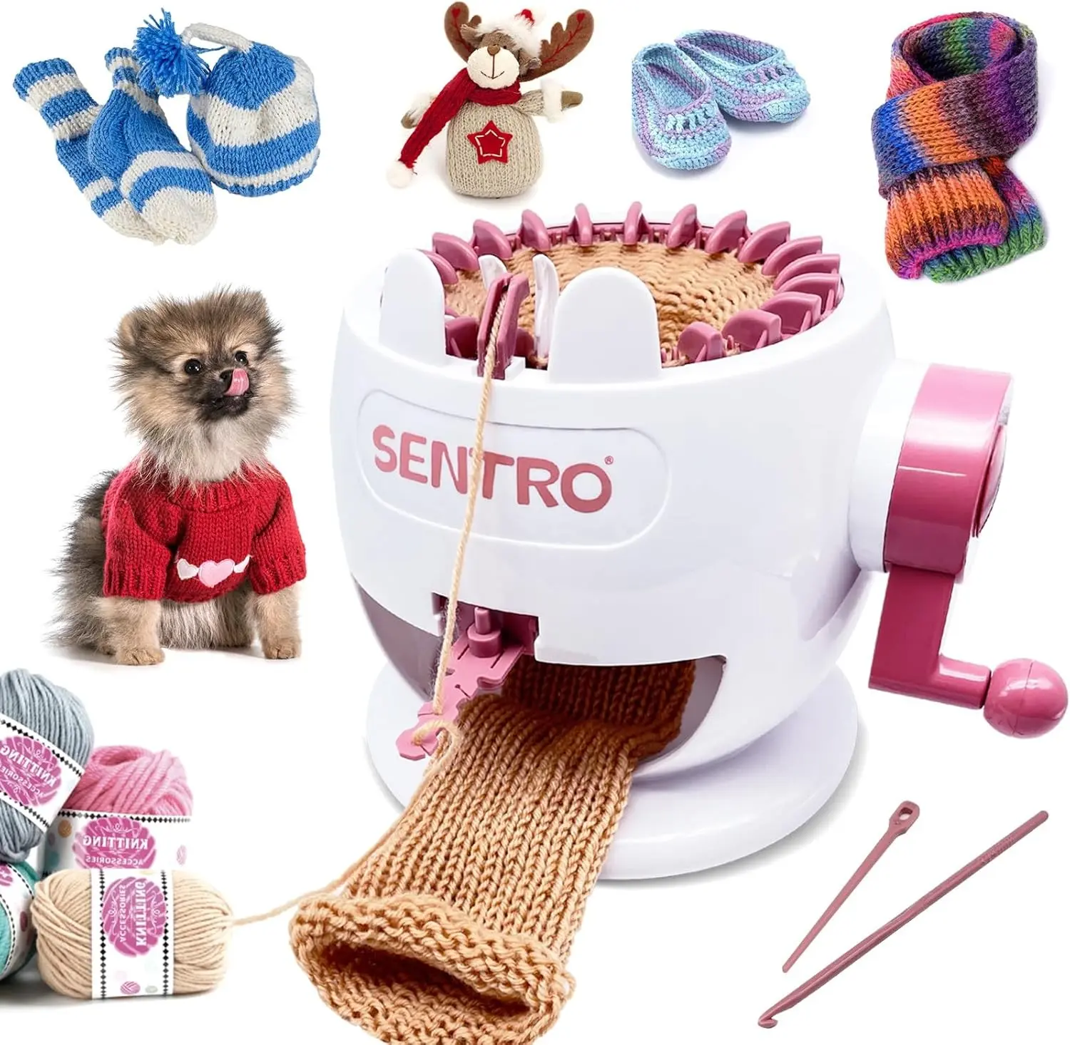 SENTRO Knitting Machine 22 Needle, Smart Knitting Loom Machine | Portable, Easy to Operate, Multifunctional and Multi-Mode, with Gift Box Gift