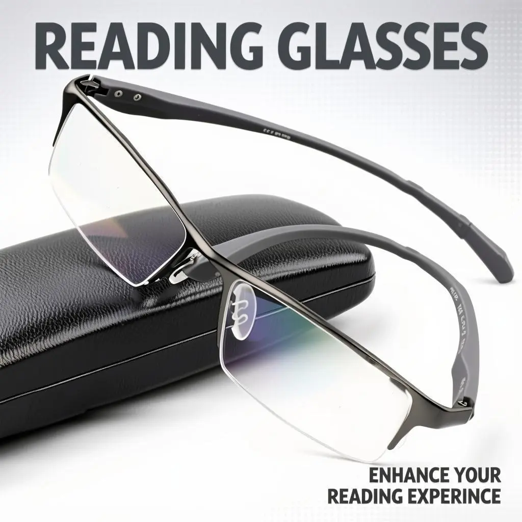 Father's Day Gift for Him Luxury Rimless Eyewear for Men Ultra Lightweight Fashion Glasses with Anti Blue Light Style Eyeglasses For Nearsighted Reading Sunglasses