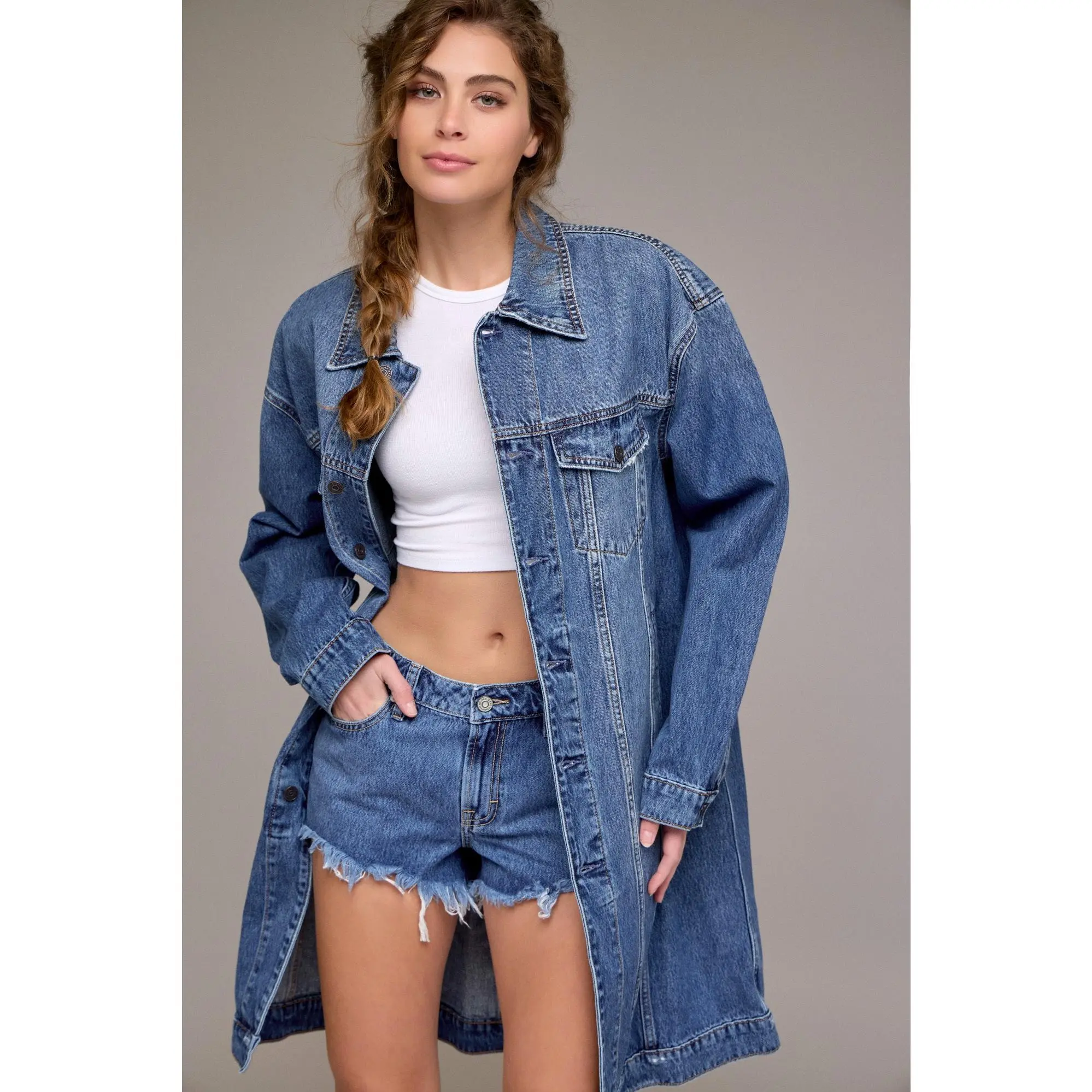 [DAKOTA] MEDIUM DARK CLASSIC FULL LENGTH TRUCKER JACKET
