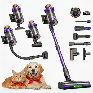 Cordless Vacuum Cleaner 1.8L Dustbin, 600W 55kPa 70Mins Stick Vacuum Cleaners for Home with Pet Brush, Self-Standing and Touch Screen, Vacuum Cordless for Pet Hair/Hardwood/Carpet/Car industrial
