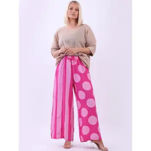 Ladies Linen Striped Polka Palazzo Trouser