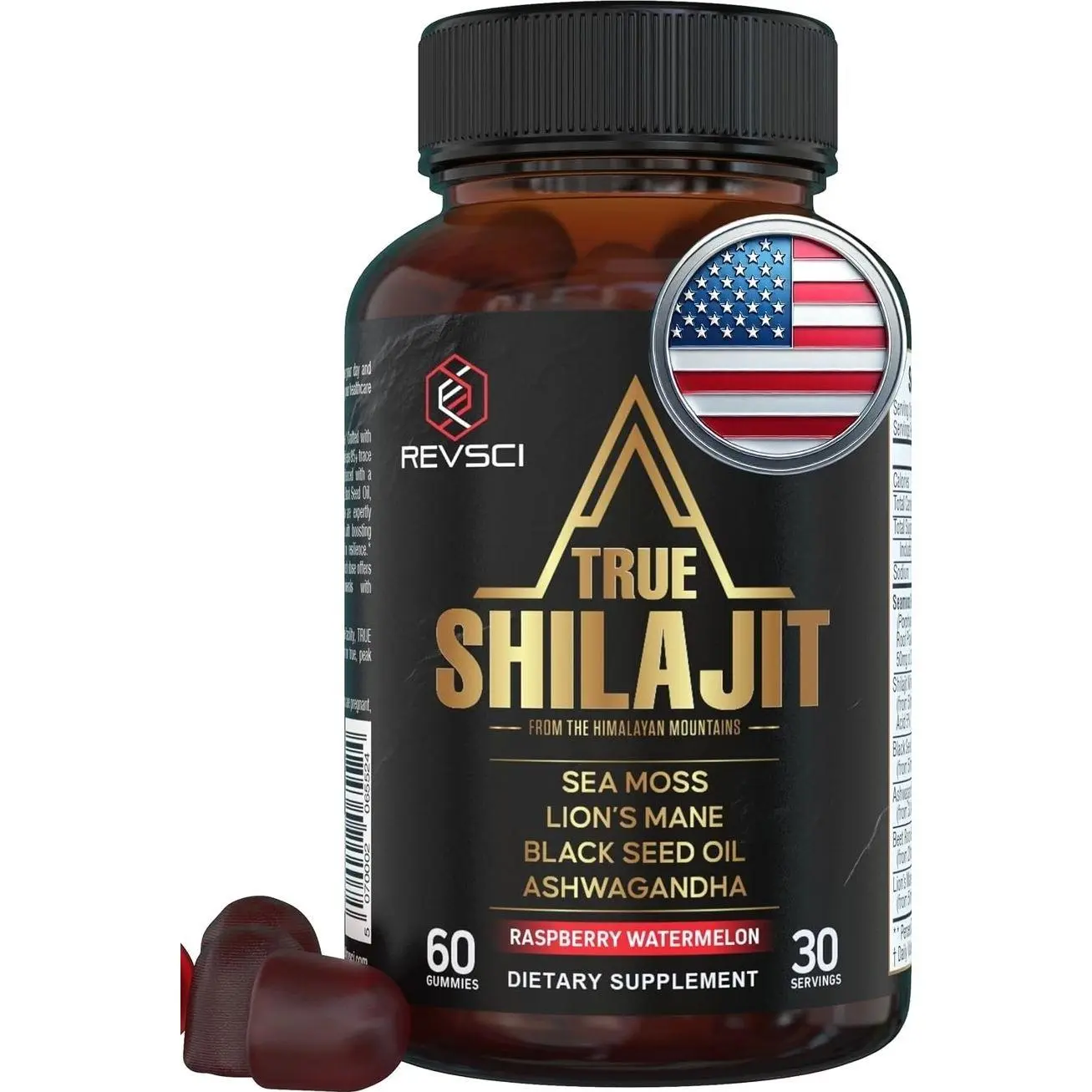Himalayan Natural Shilajit Gummies for Men – Made in USA, True Gold Pure Himalayan Shilajit for Men Gummies, Energy & Focus Support with Ashwagandha & Sea Moss, Vegan, 60 Count