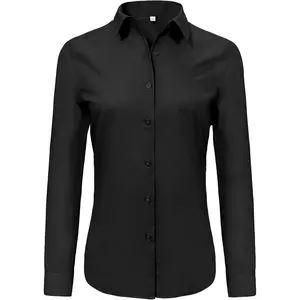 Super Soft Wrinkle Free Button Down Shirts for Women Solid Short/Long Sleeve Striped Formal Work Dress Blouses Tops