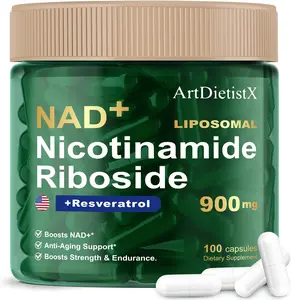 NAD Supplement, NAD Nicotinamide Riboside 900Mg for Men and Women, Liposomal Nicotinamide Riboside Resveratrol for Anti-Aging, High Purity NMN Supplements for Boost Energy, Focus - 100 Capsules