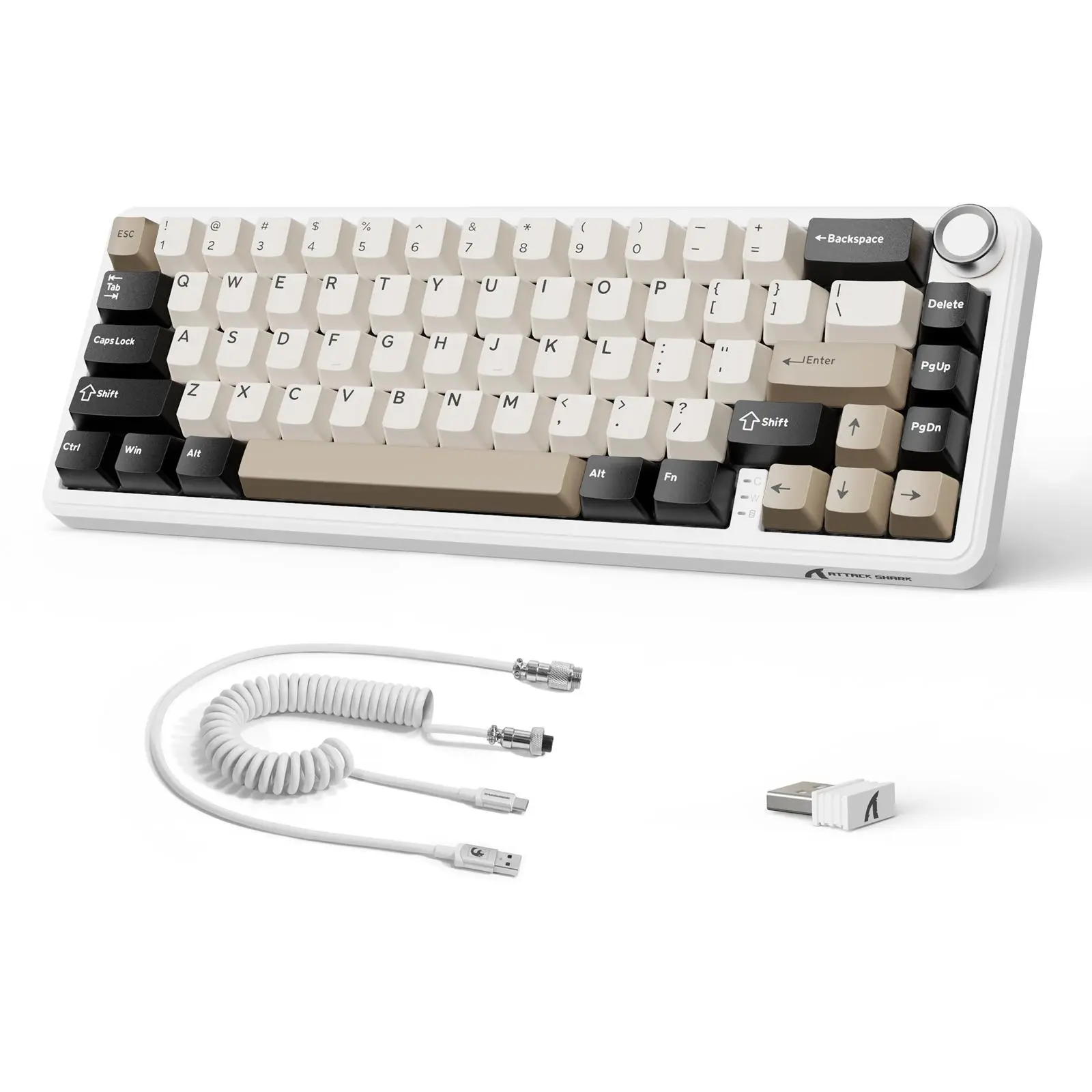 ATTACK SHARK X66 60% Wireless Mechanical Keyboard, Hot Swappable Gasket Mount Keyboard with Volume Knob, Mini 66 Keys RGB Gaming Keyboard, Durable Keyboard for Win