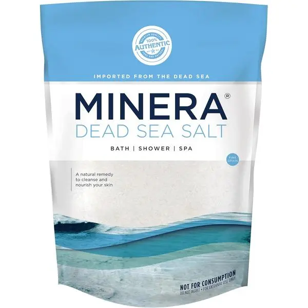 Minera Fine Grain Dead Sea Salt for Bath & Soaking – 2 lbs, Fast-Dissolving, 100% Pure & Natural, Unscented, Skin-Nourishing Sea Salt
