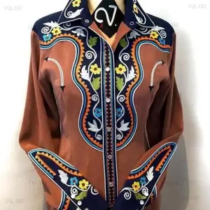 20252025   Spring And Autumn Plus Size Women's Western Style Printed Tops Shirts Trendy and trendy