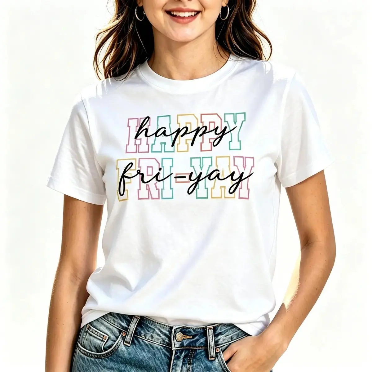 Women's Fri-Yay Friday Lovers Performance Sports Top, Teacher-Focused Weekend Tee, Tops, Female, Friday Print, Casual Sports, Short Sleeve Tops, Sporty Chic