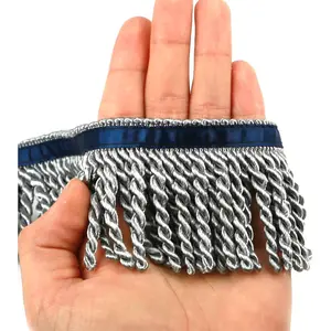Bullion Fringe Trim and Embellishments 5/10 Yard X 2.5 Inches Fabric Trims Sewing DIY Decoration for Clothes  Hebrew Fringes with Blue Ribbon