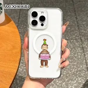 Girly Magnetic Case for iPhone11/12/13/14/15/16/17/promax, Curious George Birthday MagSafe Ready, Slim Fit, Drop-Proof | Perfect for Soft Girl Aesthetic