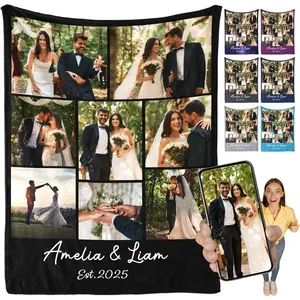 Custom Blanket with Picture Text Customized Photo Blankets & Throws Personalized Picture Blanket Printed in USA Valentine’s Day Gifts for Her Him Girlfriend Boyfriend Wife Husband Couple