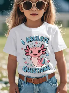 Individualistic round-neck short-sleeved shirts for Boy and girl 🔥   Girl I Axolotl Questions Funny Cute Graphic Funny Awesome Graphic Kid T-Shirt Fashion Kid T Shirts Trendy Cool Tops Tees for Kid