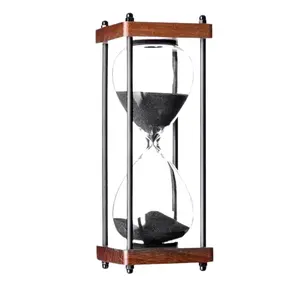 SAN Tread Glass Hourglass Sand Timer 60-Minute Desktop Timer for Study Work and Home Decor Elegant Transparent Glass for Office Desk and Coffee Table - Kitchen, Utensils