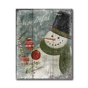 Courtside Market Most Wonderful Time Snowman 16 x20 Canvas Art