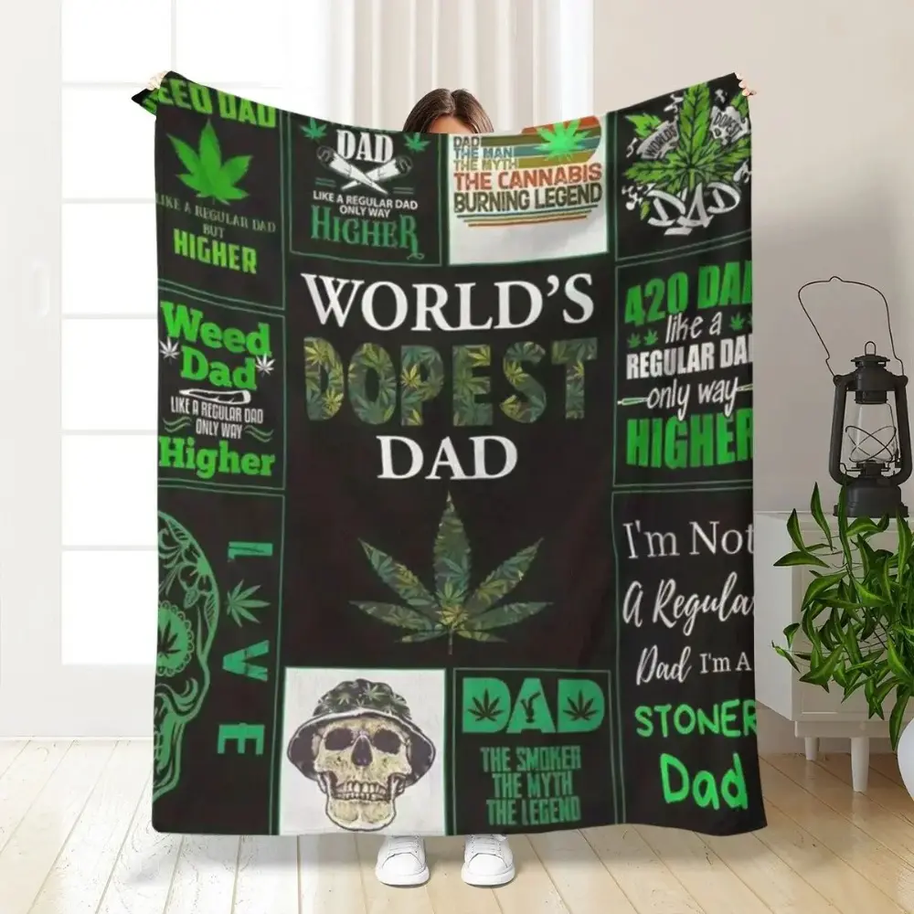 Printed Flannel Blanket, Dad Gift, 4-Season Usable, Multi-Purpose for Air Conditioning, Sofa & Home Office Decoration (Textiles & Soft Furnishings, Bedding & Linens, Blankets & Throws)