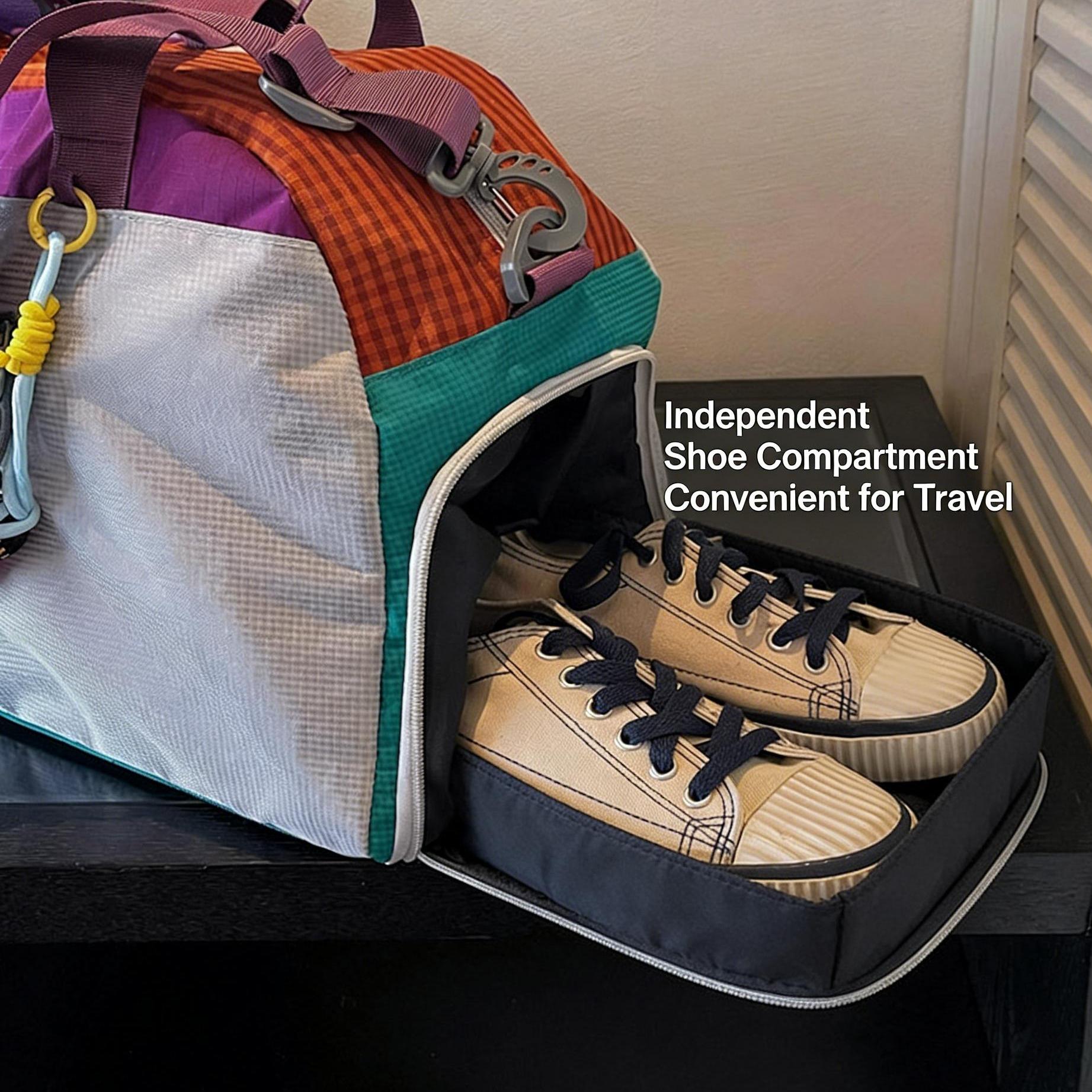 Color blocking splicing travel bag for women, large capacity handheld lightweight storage bag, sports yoga fitness bag, crossbody boarding bag