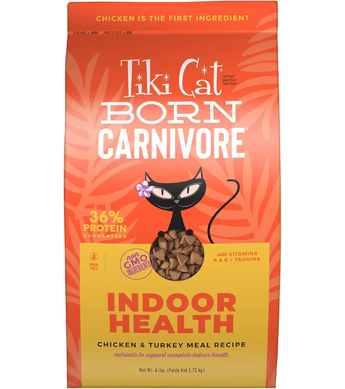 Tiki Cat Born Carnivore Indoor Health, Chicken & Turkey Meal, 6 lbs Bag