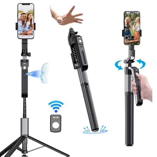 2026 New Smart Face Recognition Selfie Stick Tripod - Mobile Accessories with 10m Wide-Range Recognition, 360° No-Delay Tracking, Stable Center of Gravity, Firmer Grip, 1-Touch Pop-Up, 74.8in Max Length for Smartphone Video Recording Vlogs