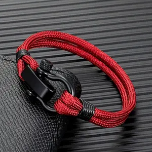 Bow Shackle Clasp With Screw Pin Bracelets Men Women Charm Nautical Survival Paracord Bracelet Camping Adjustable Hooks