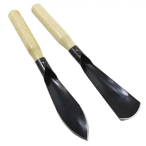 2 Counts Garden Shovel Garden Pointed with Pointed Tip and Flat Tip, Wooden Handle Black Manganese Steel Garden Shovel, necessary Gardening Tools for Easy Plant Cultivation