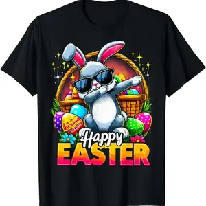 100% Cotton Fun Dabbing Bunny Happy Easter Adult T-Shirt