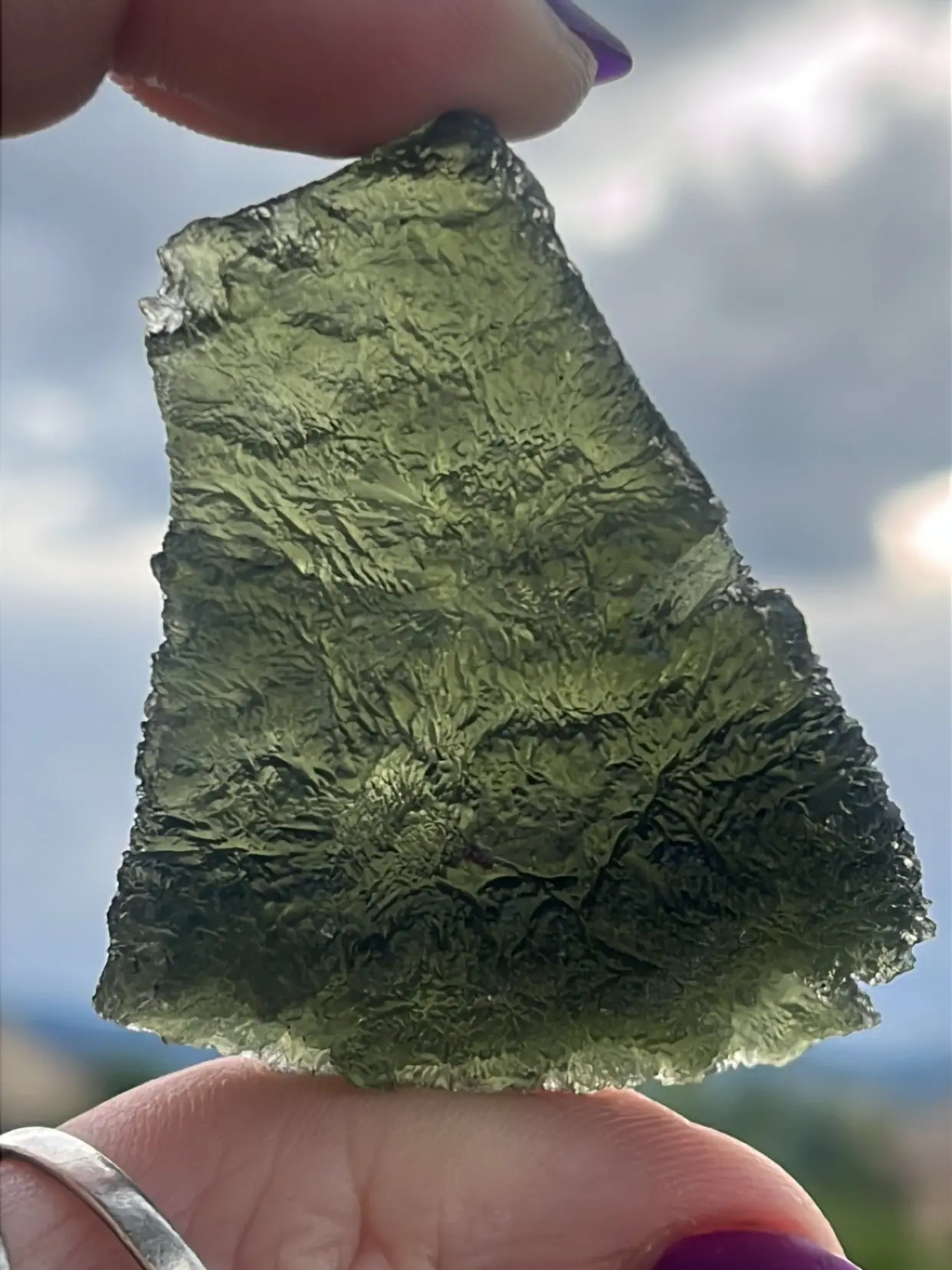 24.49g Natural Moldavite Crystal Slice - Semi-Finished Tektite, Cleaned Ready with Piezo-Energy for Jewelry Accessories & Derivatives