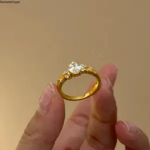 Luxury Ice Cut Oval Ring for Women, Shiny High Carbon Diamond Ring, Minimalist Vintage 14K Gold Plated Band, Trendy Stackable Statement Ring for Daily Commute & Party, Dainty Bling Engagement Style Fashion Jewelry