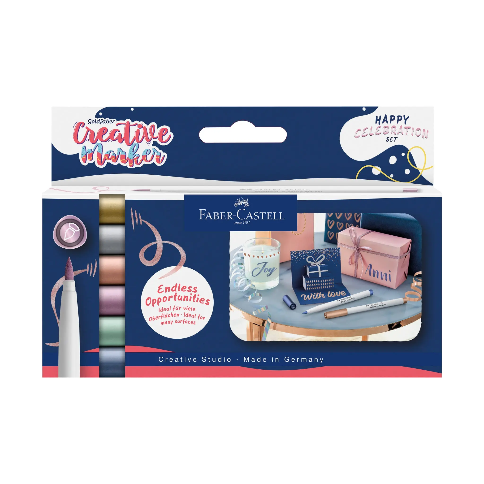 Goldfaber Creative Metallic Brush Art Markers & Highlighters, 6-Piece Set with Variable Widths, Dark Paper Compatible, Copper Cabana for Lettering Art - #FC161006, Creative Projects, Multiple Surfaces
