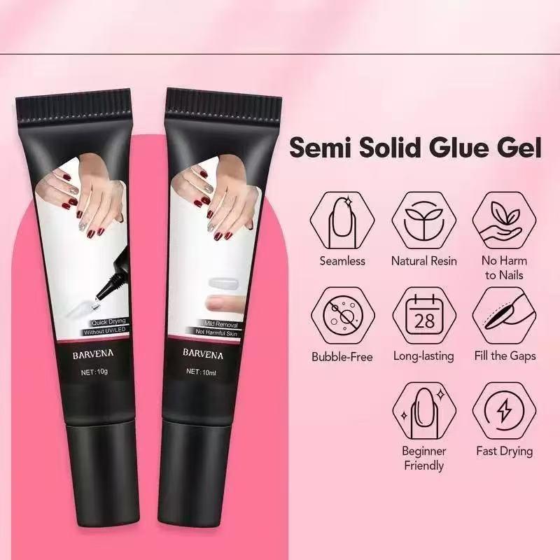 Semi-Solid Nail Glue 10g Quick-Drying Formula with Nail Remover 10ml | Long Lasting Adhesive Gel for Press On Nails, Acrylic Tips & Nail Art Kits | Home & Salon Use Cutics Manicure