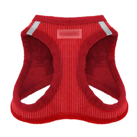 Voyager Step-In Plush Corduroy Dog & Cat Harness - Soft Premium Fabric, No Pull Adjustable Vest for Small Medium Dogs & Cats - Reflective, Cozy Winter Walking Harness, Easy Step-In Design by Best Pet Supplies