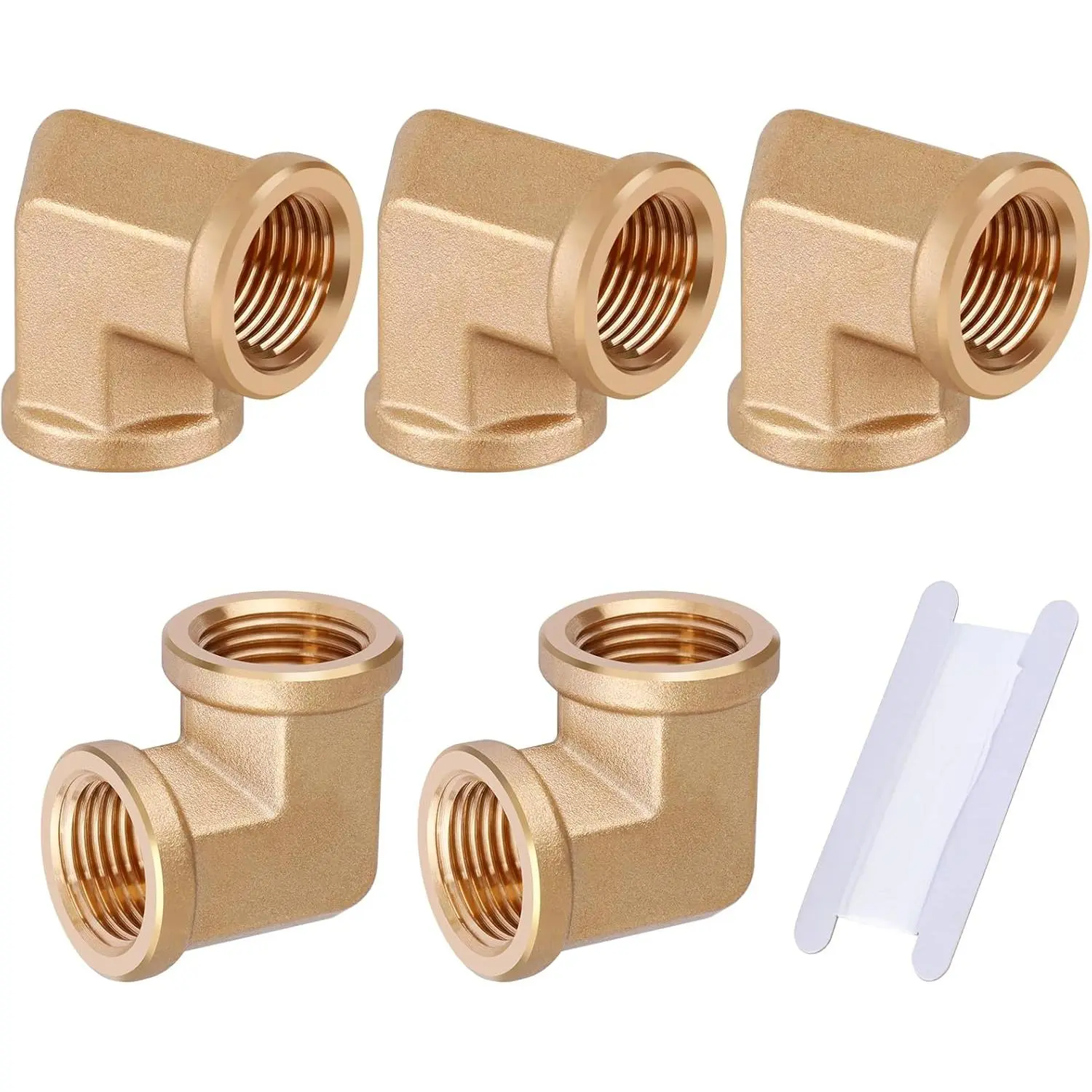 5 count 1/2" Brass Fittings 90  Barstock Street Elbow 1/2 Inch NPT Female Pipe to 1/2 Inch NPT Female Pipe Fittings Elbow Forged Brass Pipe Fittings