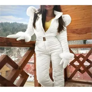Women's Winter Northern Outdoor Fashion Ski Jacket Hoodie Outdoor Sports Jumpsuit Zipper Women's Ski Jacket faux  fur  coat
