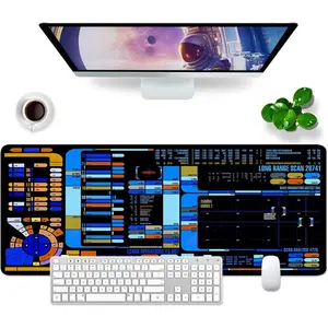 Gaming Mouse Pad XL Large Desk Mat 31.5x11.8x0.12 inch Blue Spacecraft Dashboard Keyboard Pad Office Desk Accessories for Console