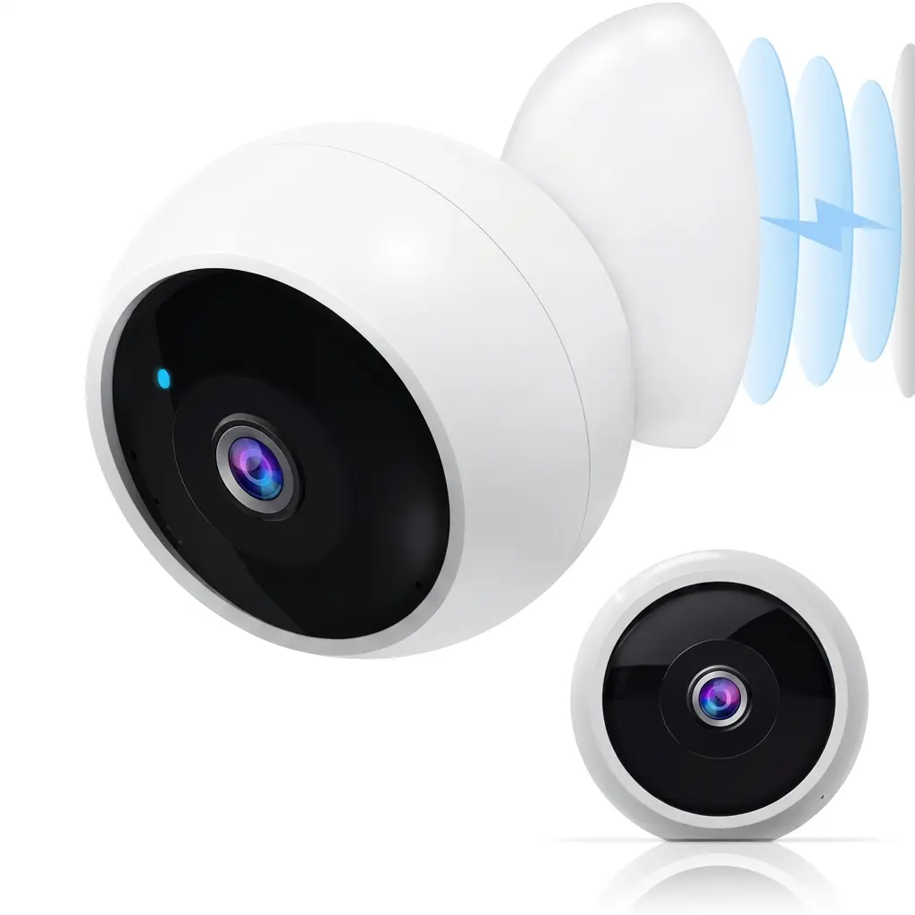 Wireless Magnetic Security Camera - Install-Free 2K WiFi Smart Indoor/Outdoor Camera with Audio, AI Motion Detection, Long Battery Life, Inferred Night Vision, Real-Time Alerts, Wide View Angle for Home Security Card