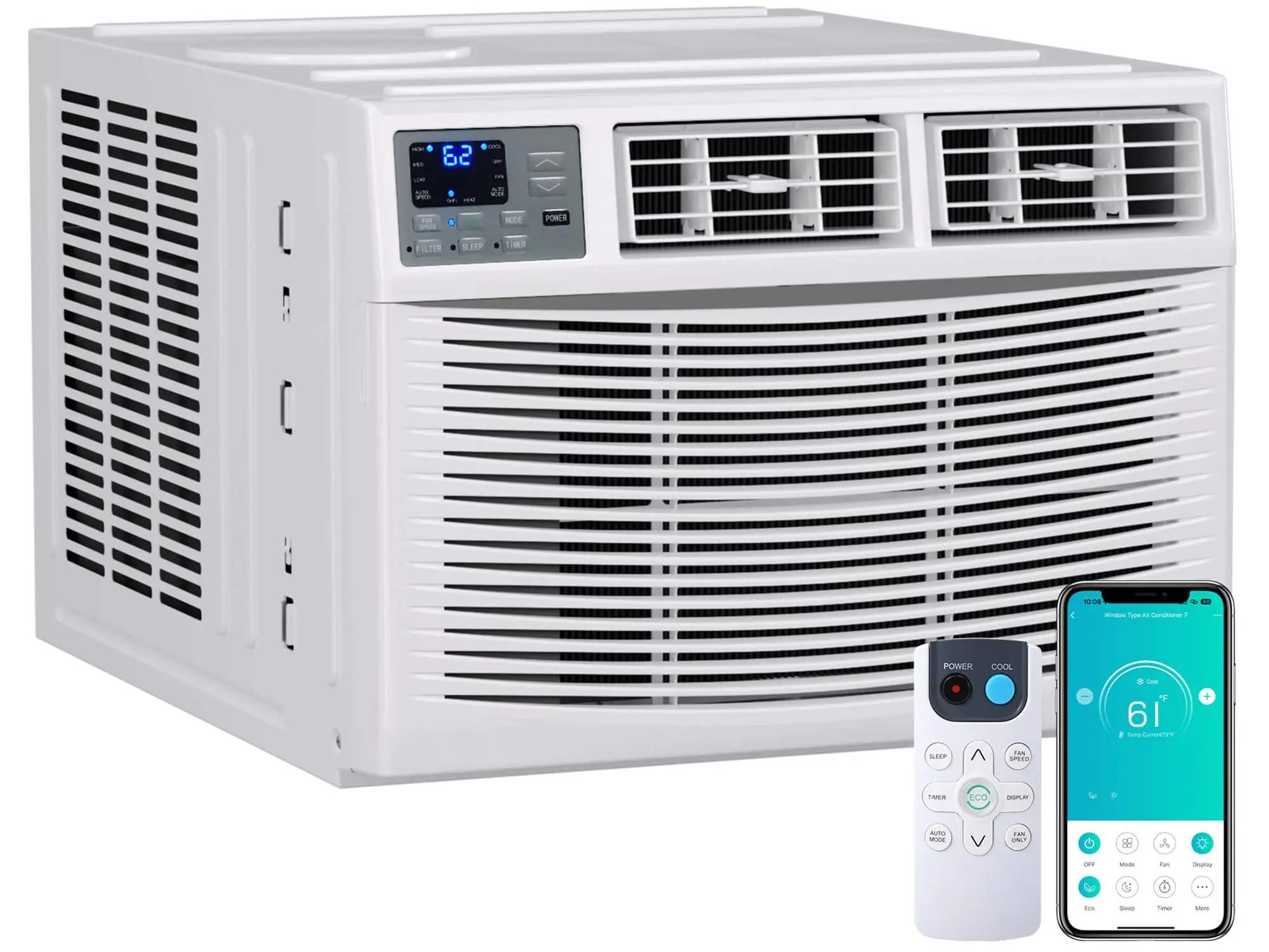 Garvee 12000 BTU Window Air Conditioner with Heat & WiFi, Window AC Units Cools up to 550 Sq Ft, 3 Fan Speeds & Remote Control & Sleep Mode & 24H Timer, Perfect for Living Room, Office