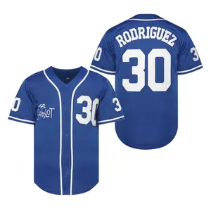 The Sandlot Movie Baseball Jersey #30 Blue White Slightly Stretchy Polyester Fabric for Baseball Lovers Short Sleeve Classic Button Front Design