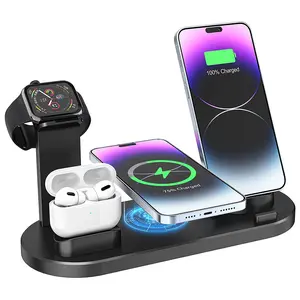 Wireless Charger Station For iPhone 6/7/8/X/XS/XR/11/12/13/14/15/16 Pro Max Plus Apple Charger 9/8/7/6/5/4 Ultra Airpods 1/2/3 Pro Samsung Wireless Charger Phone, Earphones, Power Banks, Flashlights, Shavers, Multiple Devices Charging Manager