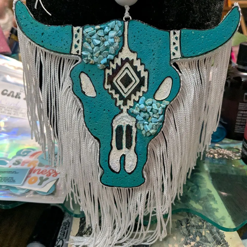 Turquoise Longhorn Bull Scented Freshie Set with Vent Clip