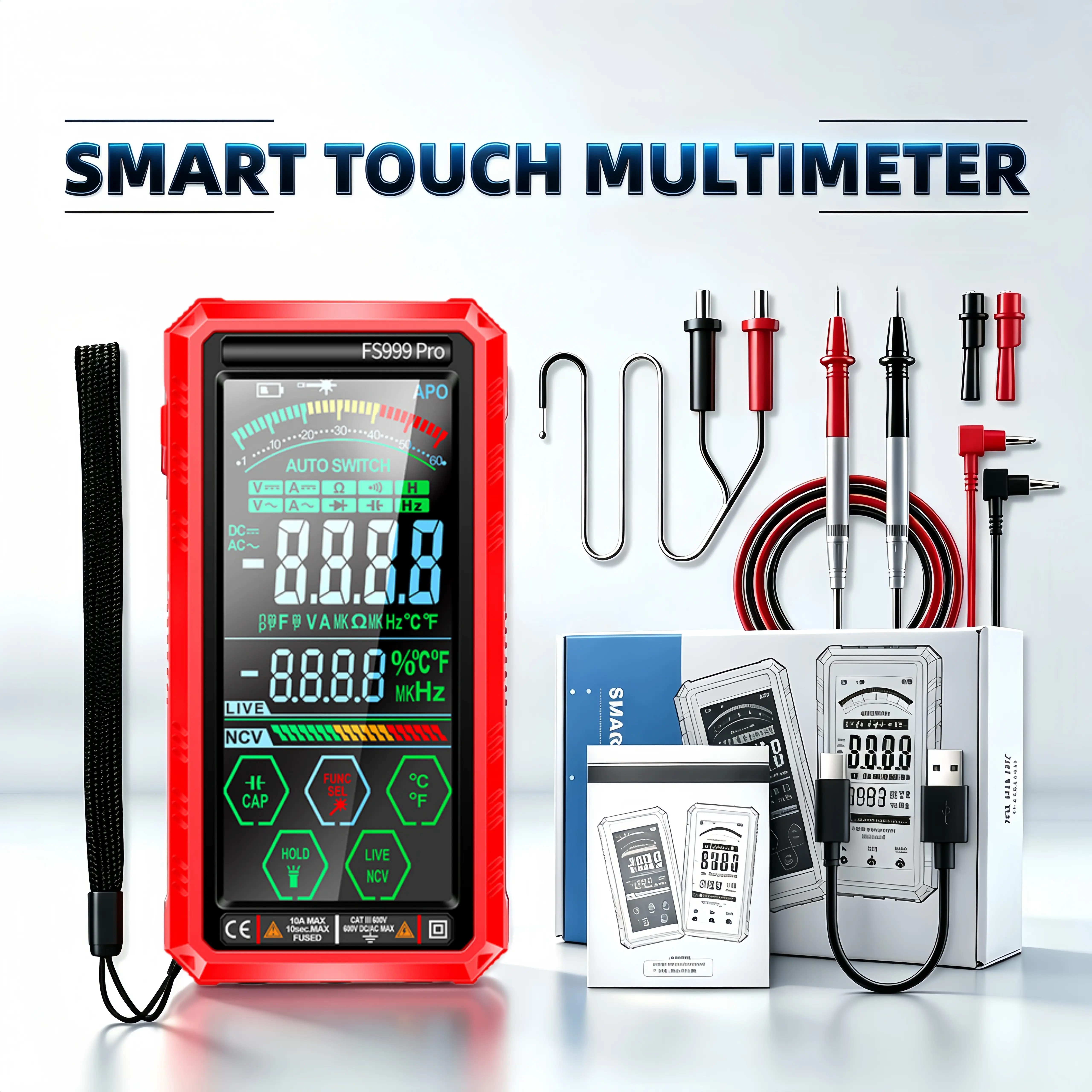ADESKE Smart Color Digital Multimeter – Professional Electrical Measurement Instrument