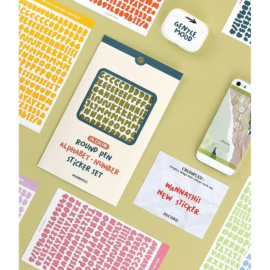 Round Pen Alphabet & Number Sticker Pack