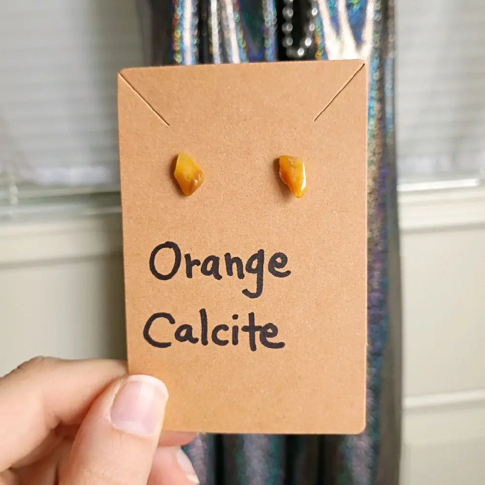 Orange Calcite Crystal Stud Earrings