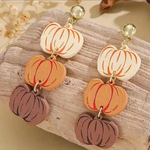 Pumpkin Dangle Earrings - One Pair, Fashion Accessory