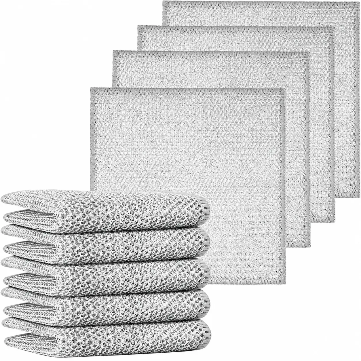 10pcs Double-Layer Nylon-Polyester Wire Dishcloths - Non-Scratch, Washable, Stain-Resistant, Diamond Grid (7.8in x 7.8in) - Durable Cleaningcloth for Dishes, Countertops, Rinsing Kitchen Supplies