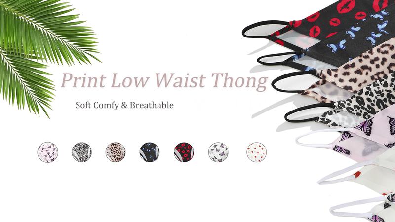 FINETOO 14 Pack Seamless Print Low Rise Thongs for Women Comic No Show Comfortable Bikini Soft Breathable Womenswear