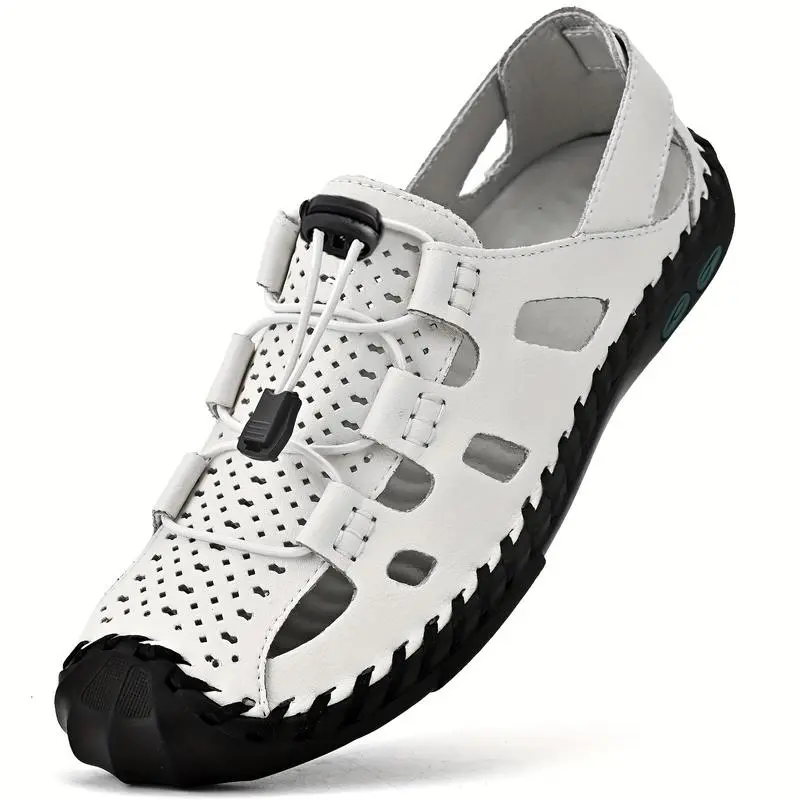 Men's Breathable Hollow Out Sandals, Toe Fisherman Shoes Hiking Beach Shoe Brown Black
